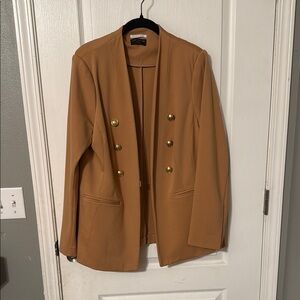 Women's Tan Blazer with Gold Buttons